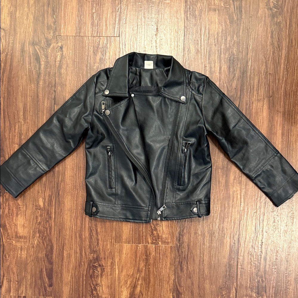 Kids Black Faux Leather Jacket